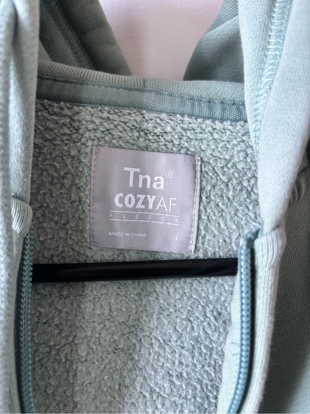 Aritzia Mint Zip-Up Hoodie in Sage Green
